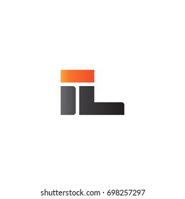 Initial letter IL, straight linked line bold logo, gradient fire red black colors