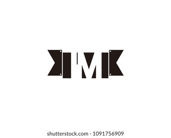 Initial letter im black ribbon logo design