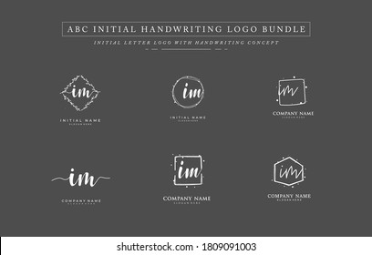 Initial letter IM bundle for identity and logo. Vector logo template with handwriting and signature style.
