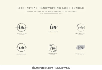 Initial letter IM bundle for identity and logo. Vector logo template with handwriting and signature style.