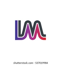 Initial Letter IM Linked Design Logo Purple Black