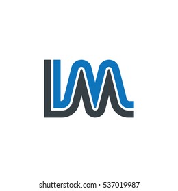 Initial Letter IM Linked Design Logo Black Blue