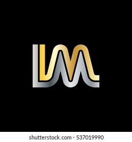 Initial Letter IM Linked Design Logo Silver Gold