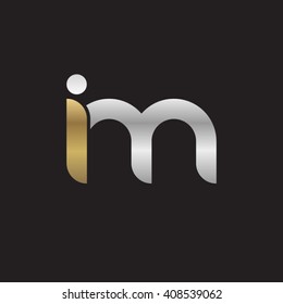 initial letter im linked round lowercase logo gold silver black background