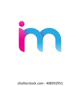 initial letter im linked round lowercase logo pink blue