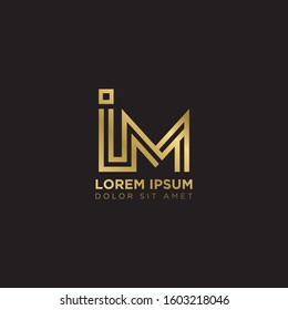 Initial Letter IM linked uppercase overlap modern gold logo vector design template. Suitable for business, consulting group company.