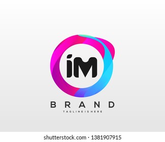 Initial letter IM logo with colorful circle background, letter combination logo design for creative industry, web, business and company. - Vector