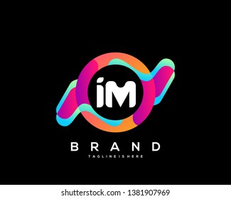 Initial letter IM logo with colorful circle background, letter combination logo design for creative industry, web, business and company. - Vector
