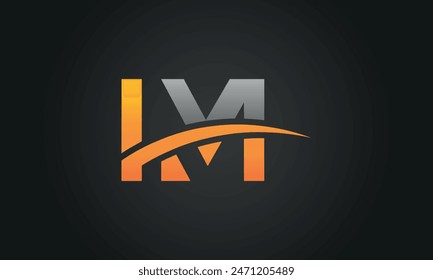 Initial Letter IM Logo Design With Swoosh. Creative And Modern IM Logo Design on Black Background.