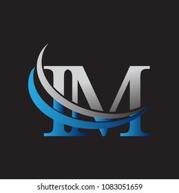 initial letter IM logotype company name colored blue and grey swoosh design. vector logo for business and company identity.