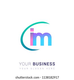 initial letter IM logotype company name, coloreful and swoosh design. vector logo for business and company identity.