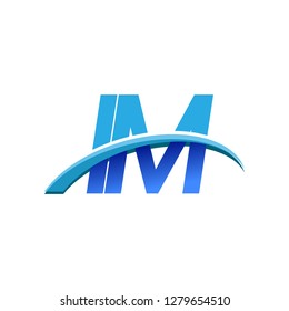 initial letter IM logotype company name colored blue and swoosh design. vector logo for business and company identity.
