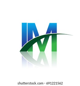 initial letter IM logotype company name colored blue and green swoosh design. vector logo for business and company identity.
