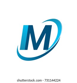initial letter IM logotype company name colored blue swoosh design concept. vector logo for business and company identity