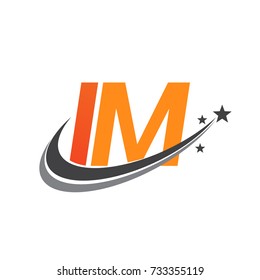 initial letter IM logotype company name colored orange and grey swoosh star design. vector logo for business and company identity