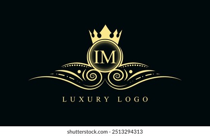 Initial letter IM luxury logo design. IM Luxurious Royal golden Logo design