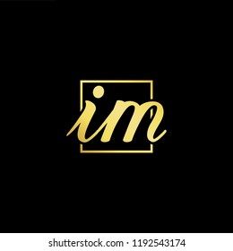 Initial letter IM MI minimalist art monogram shape logo, gold color on black background