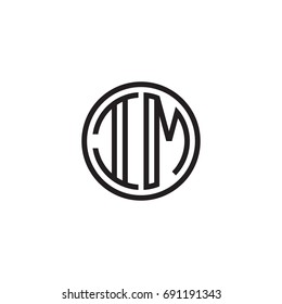 Initial letter IM, minimalist line art monogram circle logo, black color