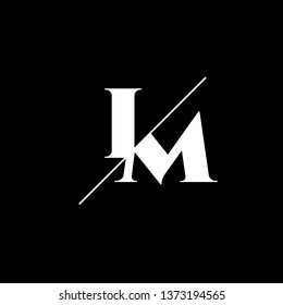 Initial Letter IM Monogram Sliced. Logo template isolated on black background