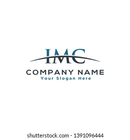 Initial letter IMC, overlapping movement swoosh horizon logo company design inspiration in blue and grey color vector