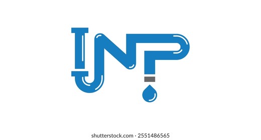initial letter INP plumbing logo design, wordmark graphic icon vector