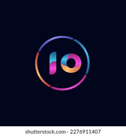 Initial letter IO curve rounded logo, gradient vibrant colorful glossy colors
