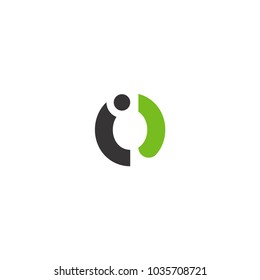 Initial Letter io Linked Circle Lowercase Logo Black Green Icon Design Template Element
