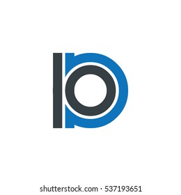 Initial Letter IO Linked Design Logo Black Blue