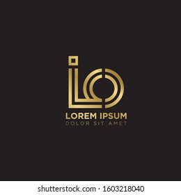 Initial Letter IO linked uppercase overlap modern gold logo vector design template. Suitable for business, consulting group company.