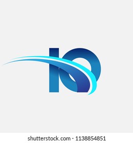 initial letter IO logotype company name colored blue and swoosh design. vector logo for business and company identity.