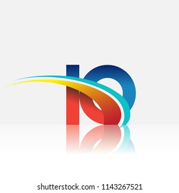 initial letter IO logotype company name colored red and blue and swoosh design. vector logo for business and company identity.
