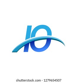initial letter IO logotype company name colored blue and swoosh design. vector logo for business and company identity.
