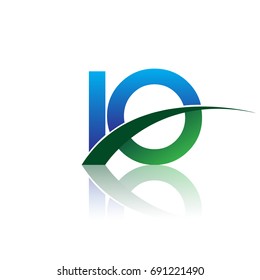 initial letter IO logotype company name colored blue and green swoosh design. vector logo for business and company identity.
