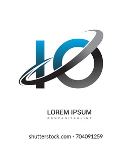 initial letter IO logotype company name colored blue and grey swoosh design. logo design for business and company identity.