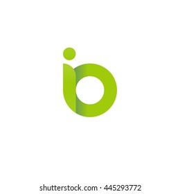 initial letter io modern linked circle round lowercase logo green