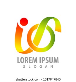 Initial letter IO ribbon colorful logo concept design. Symbol graphic template element 