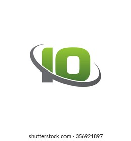 initial letter IO swoosh ring company logo green gray