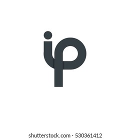 Letra inicial IP Linked Design Logo Negro