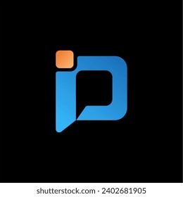 initial letter IP linked lowercase technology logo blue gradient