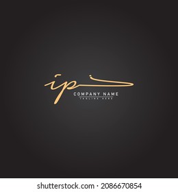 Initial Letter IP Logo - Handwritten Signature Syble Logo
