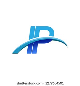 initial letter IP logotype company name colored blue and swoosh design. vector logo for business and company identity.
