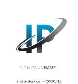 initial letter IP logotype company name colored blue and grey swoosh design. logo design for business and company identity.