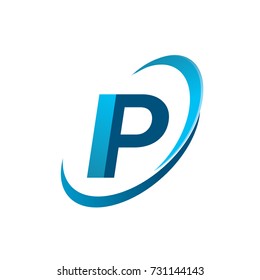 initial letter IP logotype company name colored blue swoosh design concept. vector logo for business and company identity.