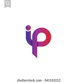 Initial Letter IP Rounded Lowercase Logo Purple