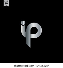 Initial Letter IP Rounded Lowercase Logo Silver