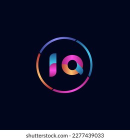 Initial letter IQ curve rounded logo, gradient vibrant colorful glossy colors