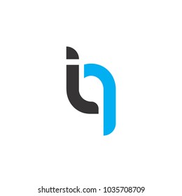 Initial Letter iq Linked Circle Lowercase Logo Black Blue Icon Design Template Element