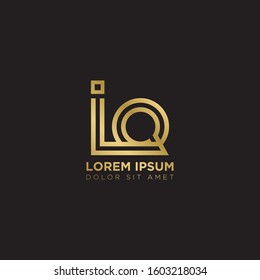 Initial Letter IQ linked uppercase overlap modern gold logo vector design template. Suitable for business, consulting group company.