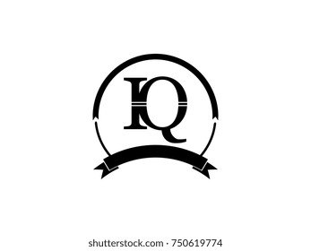 initial letter IQ logo monogram retro black