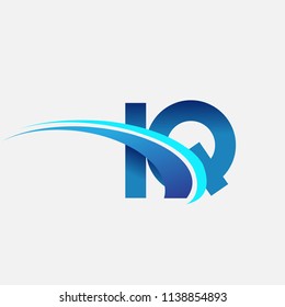 initial letter IQ logotype company name colored blue and swoosh design. vector logo for business and company identity.